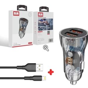 Earldom Car Charger with charging lightning cable.